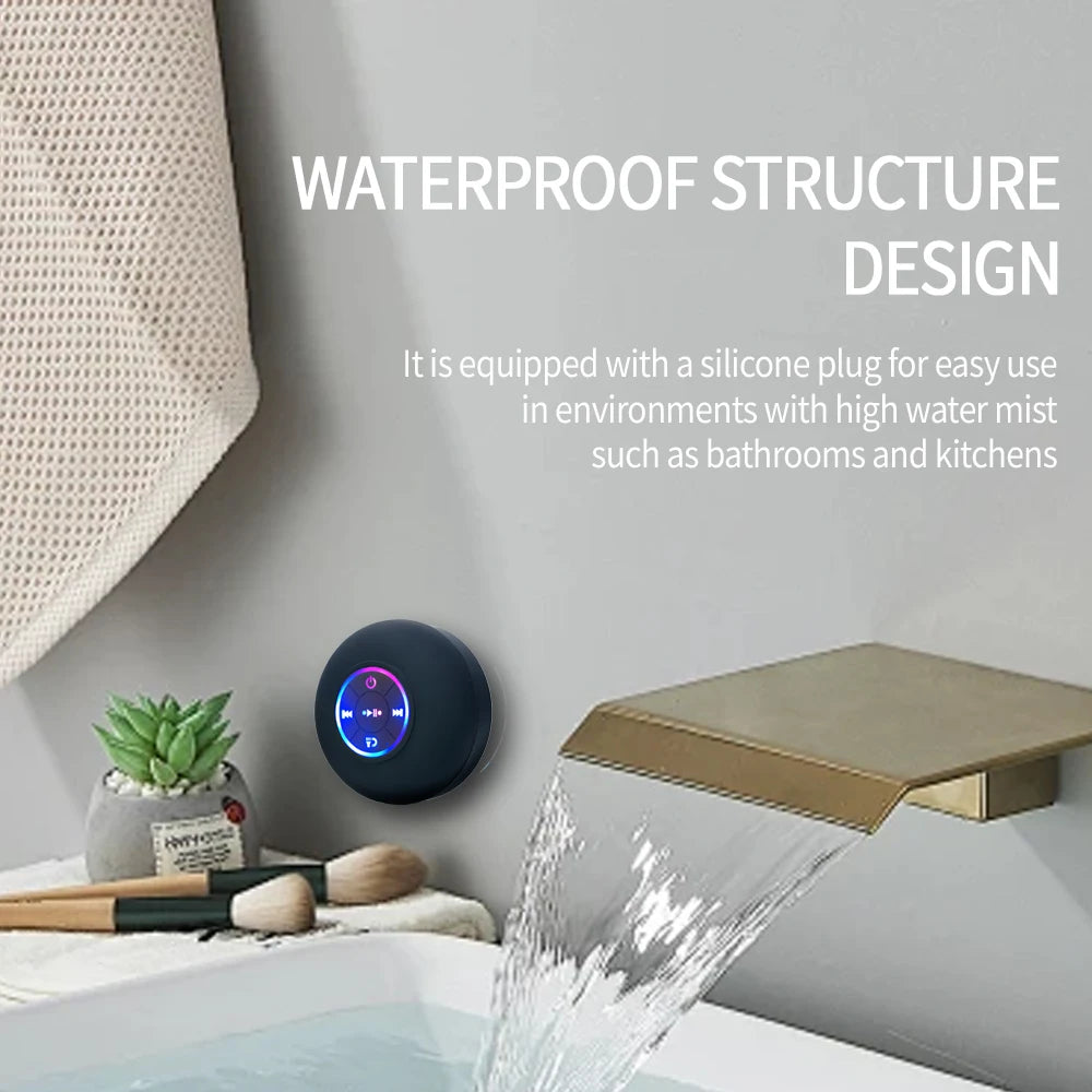 Waterproof LED Shower Speaker, Sports & Outdoor Accessory for Fitness Enthusiasts