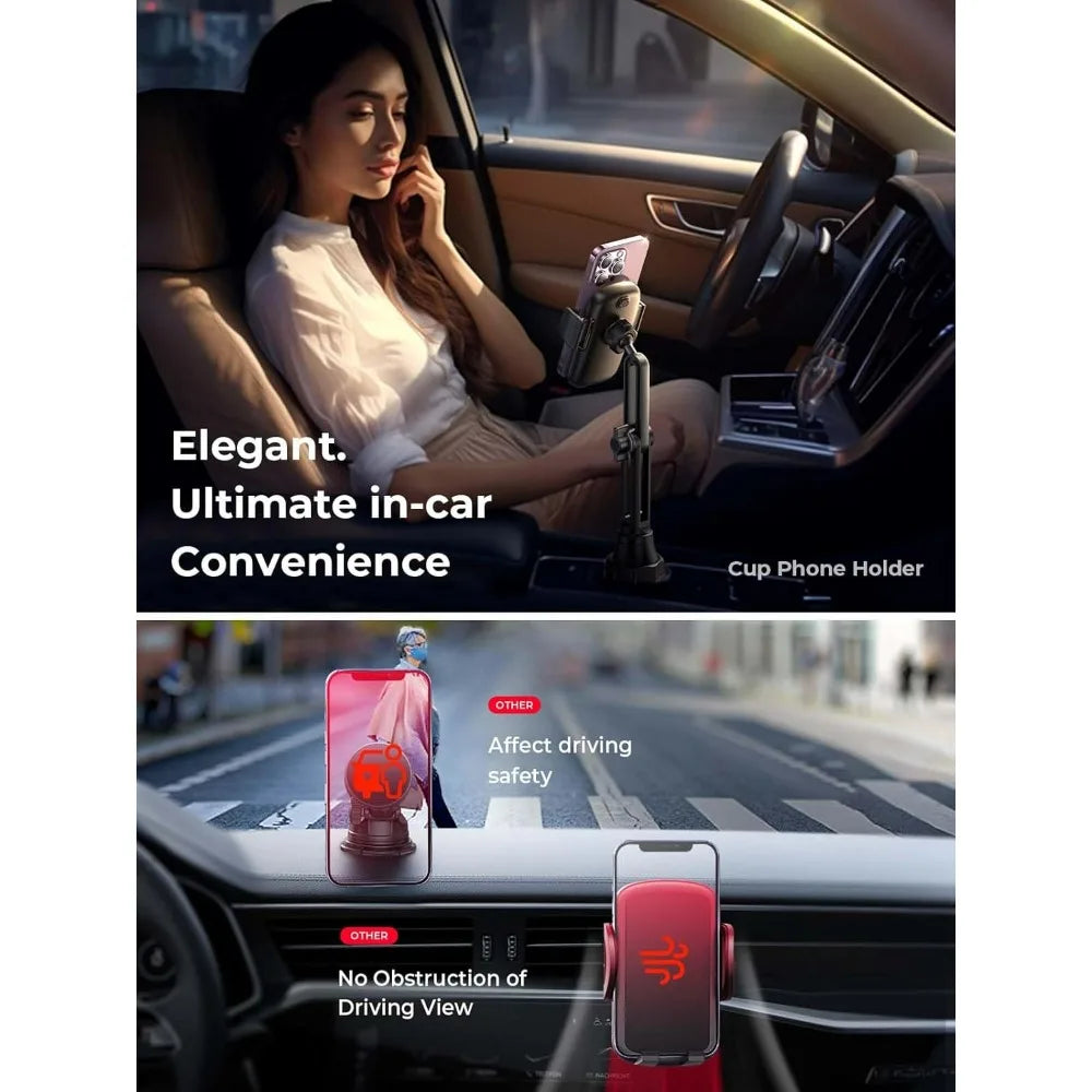 360° Adjustable Cup Holder Phone Mount for Cars & Trucks