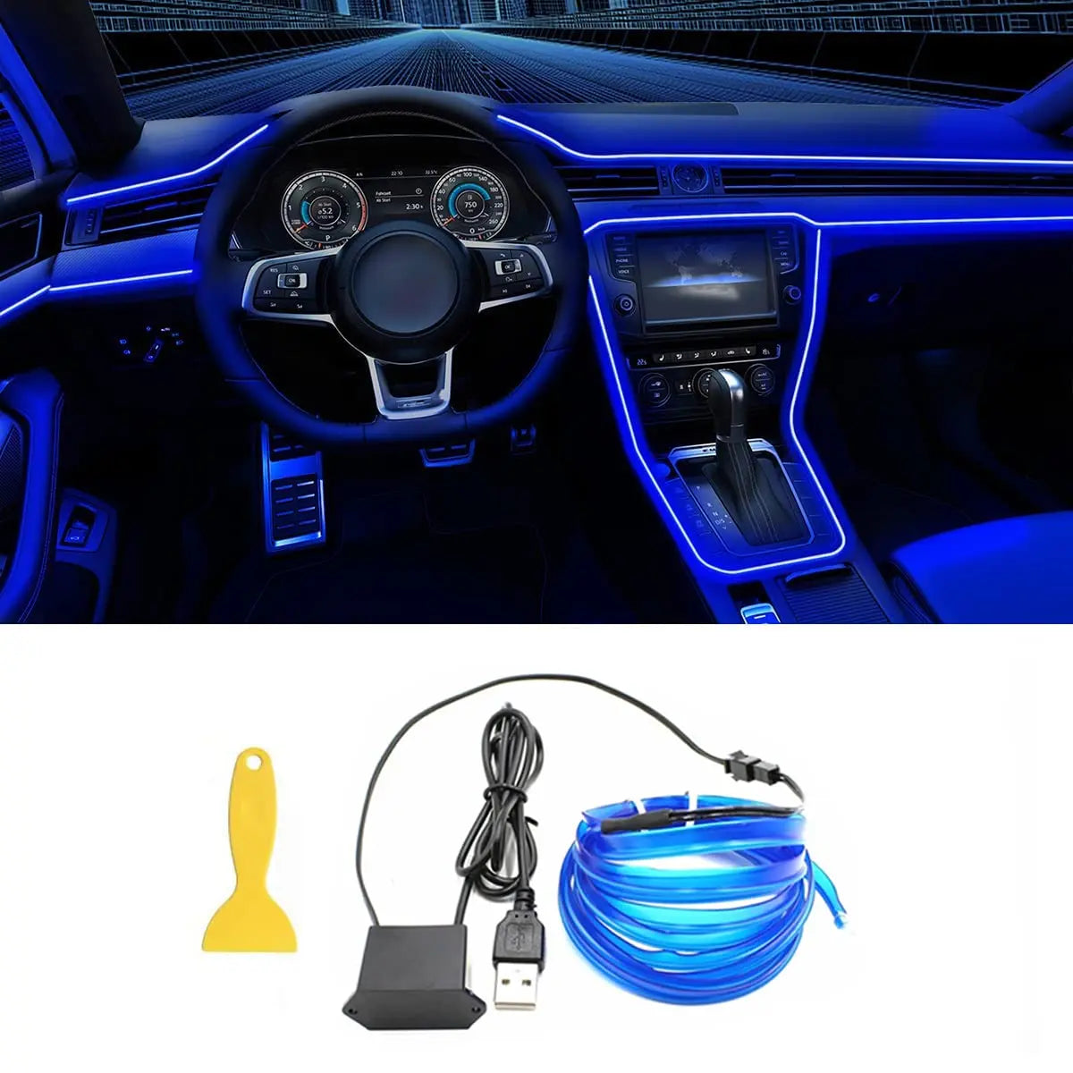 5M Car Interior LED Strip Lights – USB Ambient Lighting Kit