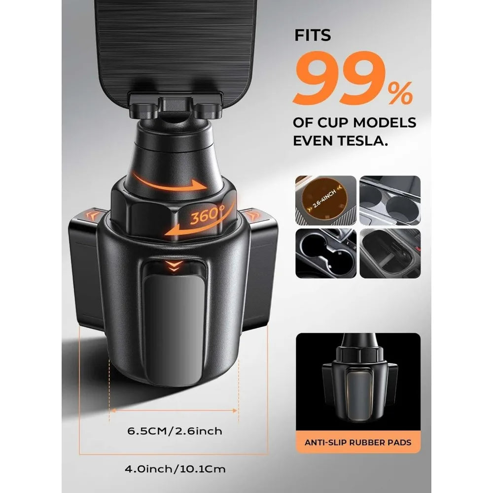 360° Adjustable Cup Holder Phone Mount for Cars & Trucks