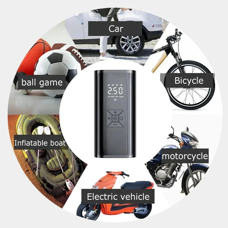 150 PSI Portable Tire Inflator for Cars & Bikes