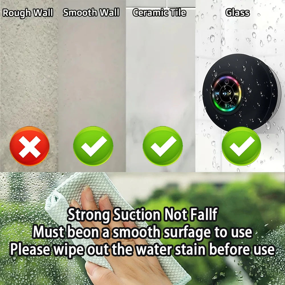Waterproof LED Shower Speaker, Sports & Outdoor Accessory for Fitness Enthusiasts
