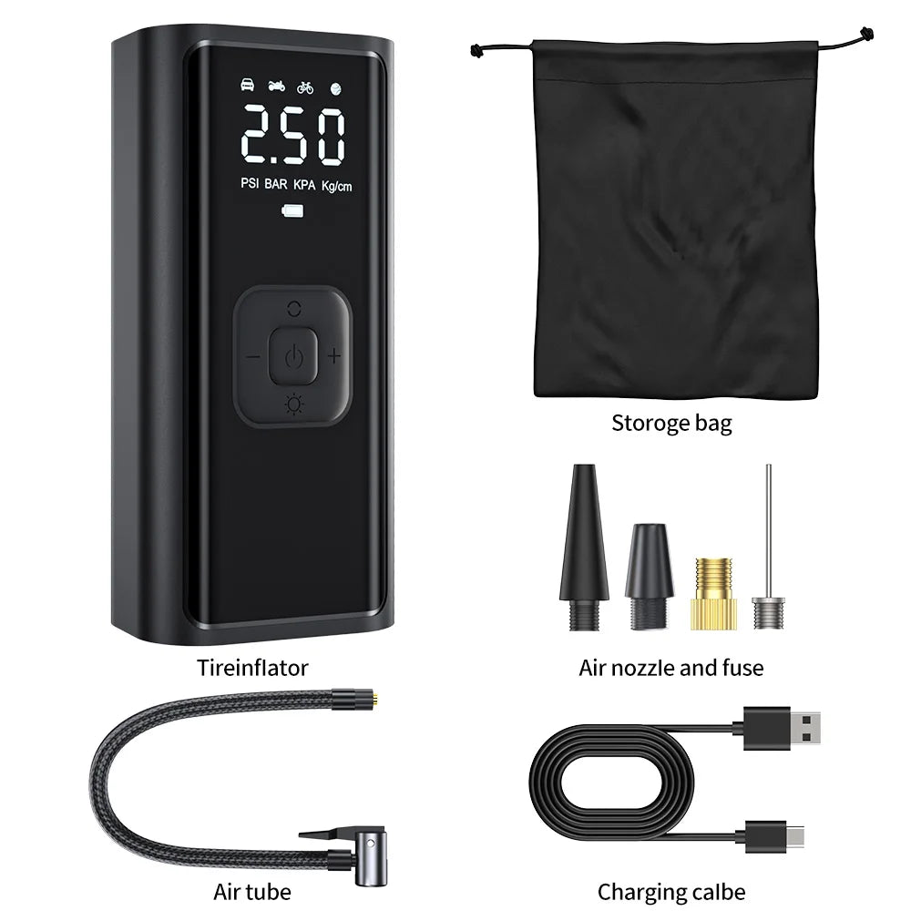 150 PSI Portable Tire Inflator for Cars & Bikes