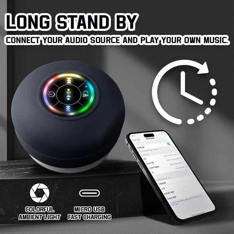 Waterproof LED Shower Speaker, Sports & Outdoor Accessory for Fitness Enthusiasts