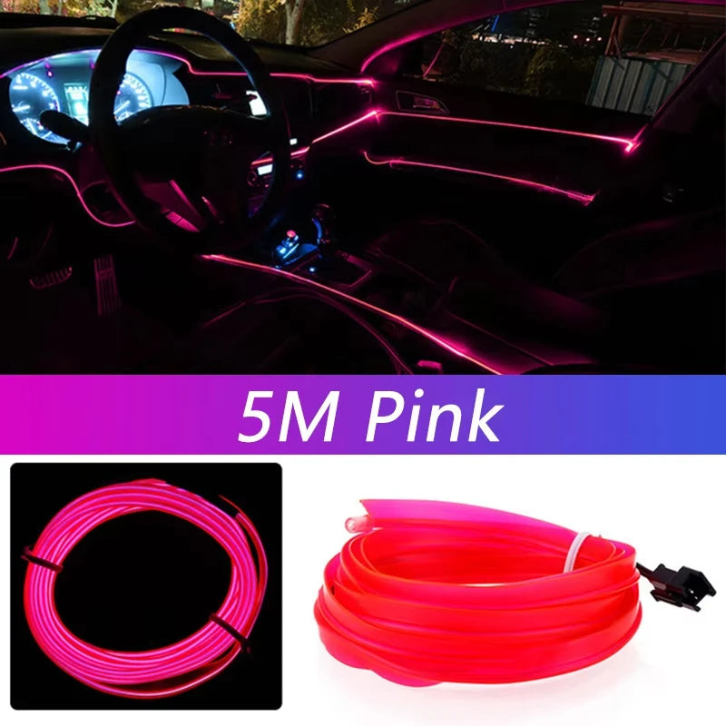5M Car Interior LED Strip Lights – USB Ambient Lighting Kit