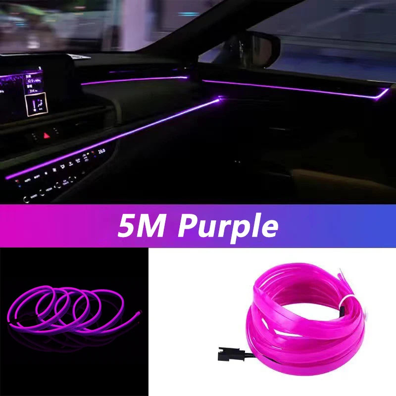 5M Car Interior LED Strip Lights – USB Ambient Lighting Kit